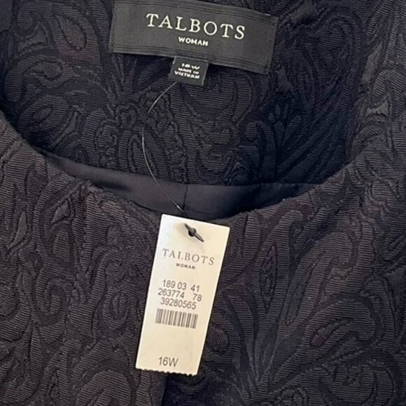 Talbots Woman's Plus-Size Black Tapestry Long-Lined Jacket/Cardigan Sz 16 - Picture 4 of 10